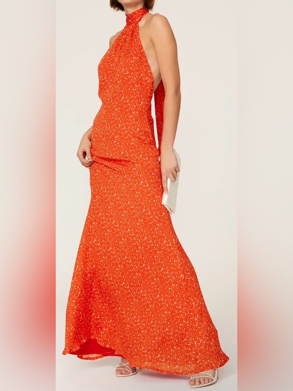 De La Vali Showbiz Halter Gown Elegant Red/Orange Hue - Evening Dress - Size 14